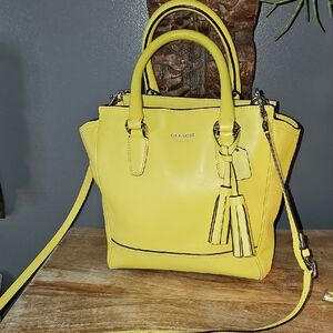 Coach Vibrant Yellow Leather Satchel 48894 Tanner Satchel Crossbody Tassel